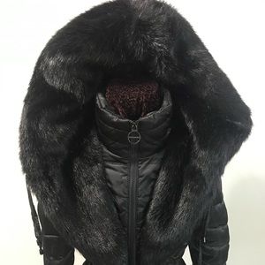 LAUNDRY by Shelli Segal Black Fur faux lined winter jacket size XS